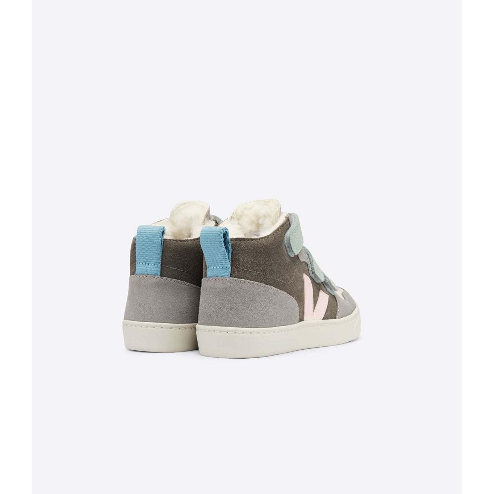 Veja V-10 MID FURED SUEDE Kids' Shoes Grey | NZ 761YXF